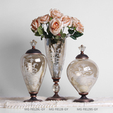 欧式新古典玻璃镀色花器花瓶储物罐样板房餐边柜家居软装饰品摆件