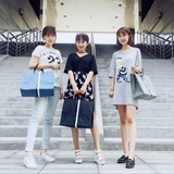 韩国个性帆布包女单肩学院风夏季单肩新潮文艺购物袋大号手提包潮
