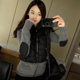韩国正品SZ代购2015秋冬新款女装针织毛衣套装女假两件毛衣羽绒服