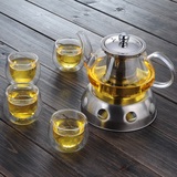 耐热花茶壶玻璃茶壶专用蜡烛加热器保温不锈钢底座花草茶茶具套装
