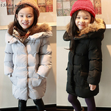 冬季加厚学生外套 棉衣儿童3岁冬天保暖棉袄4女童长款5棉服黑大衣