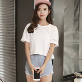 夏季短款修身显瘦女士T恤 韩版学生闺蜜装圆领纯色宽松短袖上衣潮
