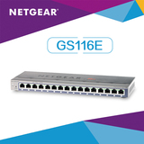 美国网件/NEGEAR GS116E 16口全千兆网管交换机支持QoS/VLAN铁壳