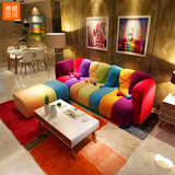 睿酷空间 小户型沙发 布艺组合可拆洗 懒人沙发 三人个性彩色沙发