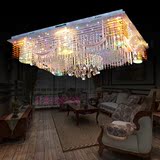 长方形客厅灯客厅水晶灯LED吸顶灯带遥控1米2豪华MP3大厅大气吊灯