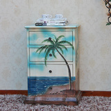 特价包邮地中海艺术风格彩绘简约4斗柜 门厅装饰储物柜子木家具