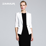 ZIMMUR2016春装新款女装外套七分袖一粒扣优雅通勤小西装短外套女