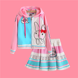 2016LALABOBO女款潮牌春季套装 可爱立体兔子休闲两件套 甜美套裙