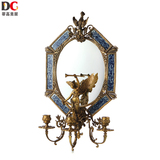 蒂高美居欧式复古客厅壁饰烛台挂镜陶瓷镶铜镜子挂件工艺品装饰镜