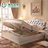 热卖林氏木业欧式床卧室成套家具白色床 床头柜 床垫组合套装KA16