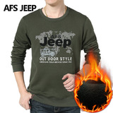 Afs Jeep/战地吉普男士冬天加绒t恤长袖圆领宽松加厚打底衫 清仓