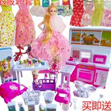 新款芭比娃娃大厨房套装女孩玩具套装烘焙家具吸尘器过家家梦幻屋