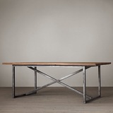 北欧宜家loft工业风格家具做旧铁艺实木书桌办公桌复古会议桌