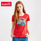 Baleno/班尼路女 阿童木奔跑3D章印花T恤 甜美学院风纯棉短袖上衣