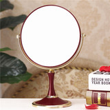 台式化妆镜子 大号双面台式镜欧式 时尚公主梳妆镜 红色结婚镜子