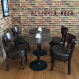 咖啡厅桌椅西餐厅实木桌椅组合甜品店奶茶店港式茶餐厅沙发桌椅