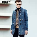 FBBOY 春季新款潮牛仔男士风衣 修身中长款牛仔上衣夹克外套
