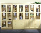 特价松木家具书橱书柜子 二门 三门 全实木玻璃书架书柜 简约现代