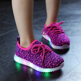 儿童LED彩色灯光鞋男女童鞋板鞋2016韩版椰子灯鞋透气休闲帆布鞋