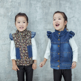 【天天特价】冬装新款韩版女童加厚牛仔马甲儿童两面穿保暖背心