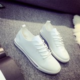 2016秋季新款韩版系带小白鞋浅口平底平跟休闲鞋学院风运动鞋女鞋