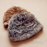 古灵阁 韩版天然獭兔毛编织皮草可调节帽子冬季保暖户外两色入