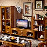 实木电视柜现代中式地柜 客厅家具组合电视柜背景墙厅柜酒柜组合