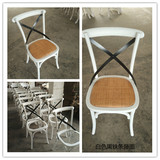 欧式餐椅实木椅子做旧简约现代背叉椅咖啡厅椅子复古餐厅休闲单椅