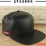 新品新款秋冬男士皮帽 supreme简单款黑色平沿帽子 保暖嘻哈跳舞