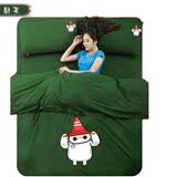 韩版卡通大学男女宿舍三四件套 简约纯色素色儿童床单人床上用品