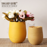 现代简约手工陶瓷花瓶摆件 客厅餐桌插花干花花器 欧式家居装饰品