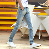 青年韩版夏季薄款男士牛仔裤直筒学生简约牛仔裤男弹力修身裤子潮