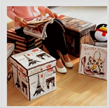 PU皮质折叠箱收纳凳子储物凳换鞋凳可坐儿童玩具收纳箱整理箱包邮