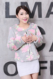 2014新款韩版修身显瘦仿皮草女装短款玫瑰花长袖潮流外套百搭包邮