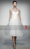 新娘伴娘礼服短款白色蕾丝肩领无袖礼服公司年会短裙婚礼晚装婚纱