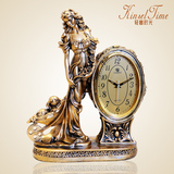 欧式古典奢华贵妇美女装饰摆件座钟复古客厅台钟工艺术静音时钟表
