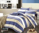 家纺全棉四件套1.8m床上用品春夏被套被子格子双人床单纯棉1.5米