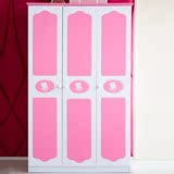 奢漫衣柜 欧式儿童三门衣柜 女孩储物衣橱 粉色板式整装迷你柜子