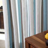 【天天特价】地中海蓝色条纹棉麻布客厅卧室飘窗阳台定制成品窗帘