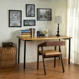 美式乡村复古做旧实木铁艺餐桌 酒吧桌办公桌 酒店桌长方形书桌