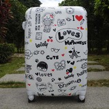 涂鸦个性女旅行箱万向轮韩国时尚学生拉杆箱儿童子男潮登机行李箱