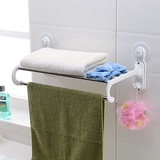 卫生间免钉强力吸盘式毛巾架不锈钢浴室双杆毛巾杆壁挂厕所置物架