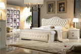 包邮白色橡木床实木床双人床欧式真皮床储物高箱法式床婚床1.8米