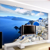蓝色爱琴海大型壁画客厅卧室 地中海电视背景墙纸环保无缝壁纸