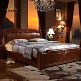 实木床1.8 1.5白色实木床双人床橡木床实木床简约现代卧室床婚床