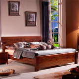 新古典中式全实木床1.8米双人床1.5米单人床简约大床婚床卧室家具