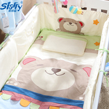 婴儿床上用品套件全棉 宝宝床品婴儿床围婴儿床床围床围纯棉春夏