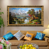 欧式古典山水风景 纯手绘油画 客厅办公室装饰画 聚宝盆高山流水