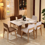 北欧家具大理石餐桌 简约原木色长方形小户型餐桌椅组合宜家饭桌