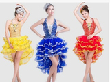 2016新款演出服 成人现代舞 爵士舞 拉丁舞蹈服装 亮片舞蹈裙女装